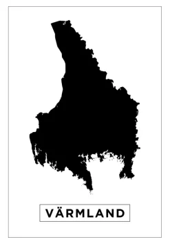 Kort - Värmland - Hvid Plakat (21x29.7 cm (A4))