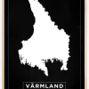 Kort - Värmland - Sort Plakat (21x29.7 cm (A4))