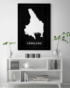 Kort - Värmland - Sort Plakat (21x29.7 cm (A4))