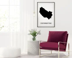 Kort - Västerbotten - Hvid Plakat (21x29.7 cm (A4))