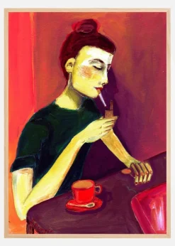 Lady lighting cigarette Plakat (21x29.7 cm (A4))