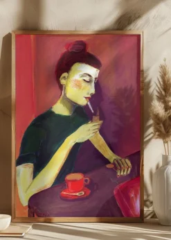 Lady lighting cigarette Plakat (21x29.7 cm (A4))