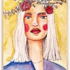 Lady with flower wreath Plakat (21x29.7 cm (A4))