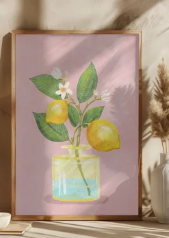 Lemon Bunch In Vase Plakat (21x29.7 cm (A4))