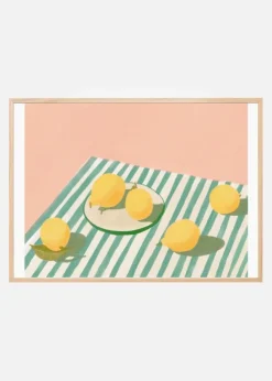 Lemons and stripes Plakat (21x29.7 cm (A4))