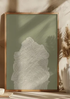 Line Drawing Green Abstract Plakat (21x29.7 cm (A4))