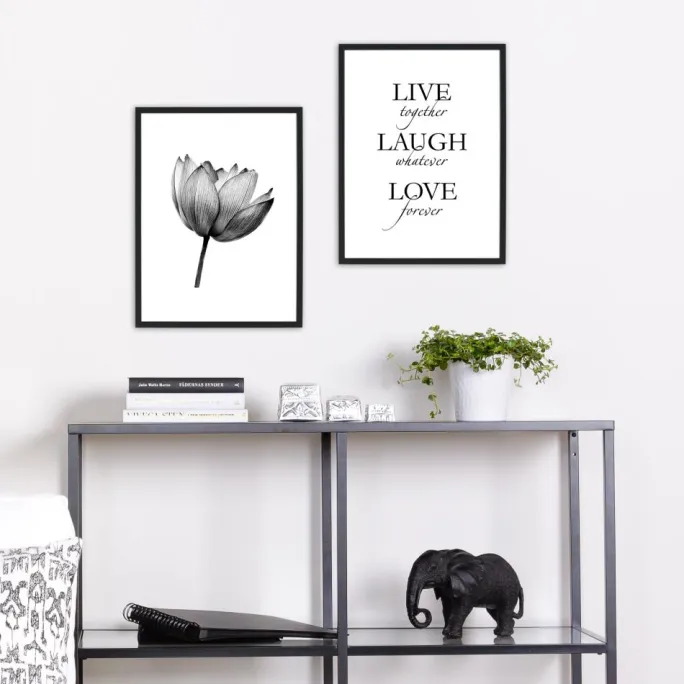 Live, laugh, love - Sort Plakat (30x40 cm)
