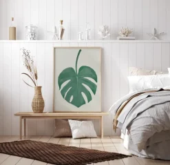 Monstera Aqua Plakat (21x29.7 cm (A4))