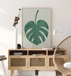 Monstera Aqua Plakat (21x29.7 cm (A4))