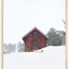 Old red house during snowstorm Plakat (21x29.7 cm (A4))