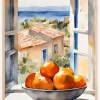 Orangenschale im Fenster Plakat (21x29.7 cm (A4))