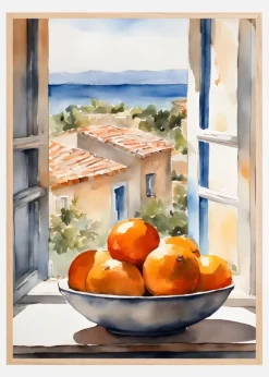 Orangenschale im Fenster Plakat (21x29.7 cm (A4))