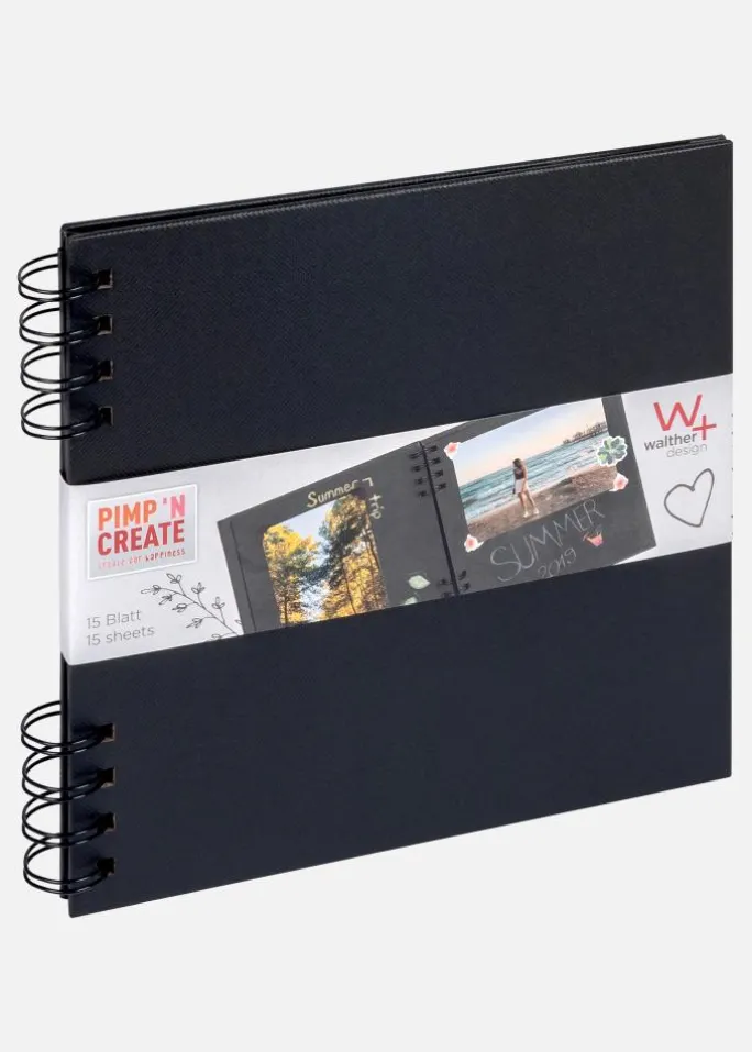 PAC Spiralalbum Sort - 18x18 cm (30 Sorte sider / 15 ark)