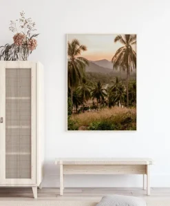 Palm Trees On Mountain Plakat (21x29.7 cm (A4))