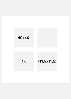 Passepartout Hvid (Hvid kerne) Collage 4 Billeder 40x40 cm