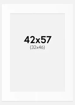 Passepartout Hvid Standard (Hvid kerne) 42x57 cm (32x46)