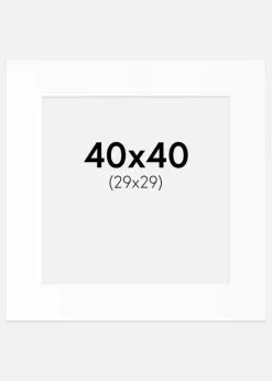 Passepartout Hvid Standard (Hvid kerne) 40x40 cm (29x29)