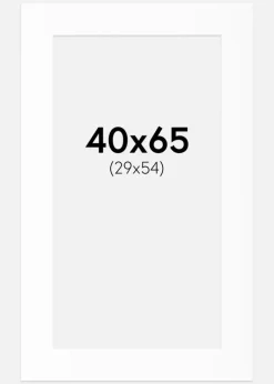 Passepartout Hvid Standard (Hvid kerne) 40x65 cm (29x54)