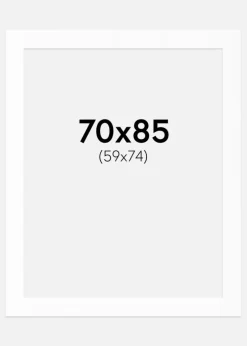 Passepartout Hvid Standard (Hvid kerne) 70x85 cm (59x74)