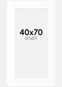 Passepartout Hvid Standard (Hvid kerne) 40x70 cm (27x57)