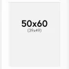 Passepartout Hvid Standard (Hvid kerne) 50x60 cm (39x49)