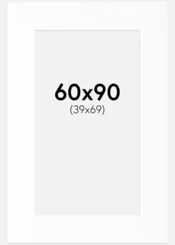 Passepartout Hvid Standard (Hvid kerne) 60x90 cm (39x69)