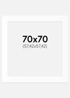 Passepartout Hvid Standard (Hvid kerne) 70x70 cm (57,42x57,42)