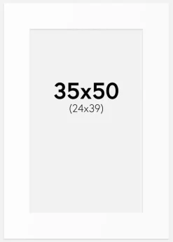 Passepartout Hvid Standard (Hvid kerne) 35x50 cm (24x39)