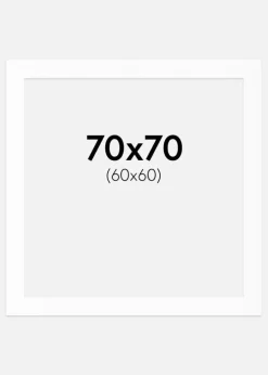 Passepartout Hvid Standard (Hvid kerne) 70x70 cm (60x60)