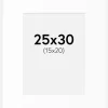 Passepartout Hvid Standard (Hvid kerne) 25x30 cm (15x20)