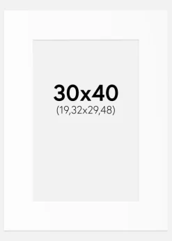 Passepartout Hvid Standard (Hvid kerne) 30x40 cm (19,32x29,48)