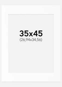 Passepartout Hvid Standard (Hvid kerne) 35x45 cm (26,94x34,56)
