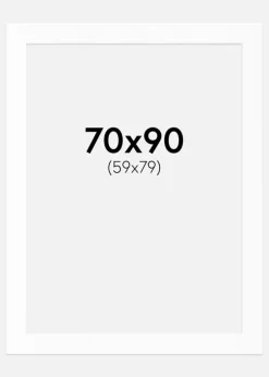 Passepartout Hvid Standard (Hvid kerne) 70x90 cm (59x79)