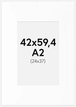 Passepartout Hvid Standard (Hvid kerne) A2 42x59,4 cm (24x37)