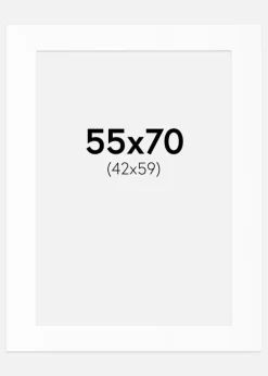 Passepartout Hvid Standard (Hvid kerne) 55x70 cm (42x59)