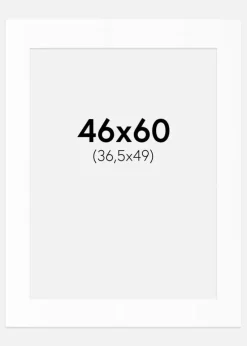 Passepartout Hvid Standard (Hvid kerne) 46x60 cm (36,5x49)