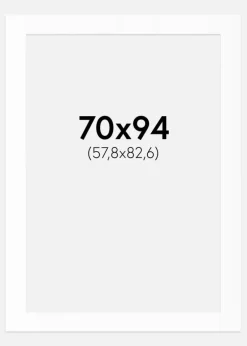 Passepartout Hvid Standard (Hvid kerne) 70x94 cm (57,8x82,6)