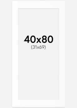 Passepartout Hvid Standard (Hvid kerne) 40x80 cm (31x69)