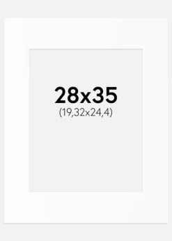 Passepartout Hvid Standard (Hvid kerne) 28x35 cm (19,32x24,4)
