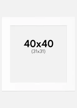 Passepartout Hvid Standard (Hvid kerne) 40x40 cm (31x31)