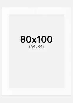 Passepartout Hvid Standard (Hvid kerne) 80x100 cm (64x84)