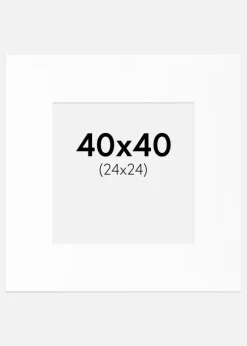 Passepartout Hvid Standard (Hvid kerne) 40x40 cm (24x24)