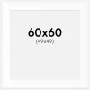 Passepartout Hvid Standard (Hvid kerne) 60x60 cm (49x49)