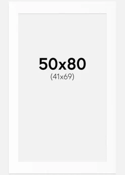 Passepartout Hvid Standard (Hvid kerne) 50x80 cm (41x69)