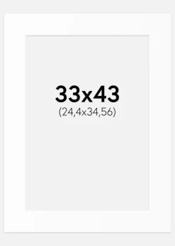 Passepartout Hvid Standard (Hvid kerne) 33x43 cm (24,4x34,56)