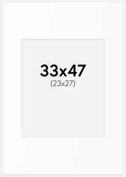 Passepartout Hvid Standard (Hvid kerne) 33x47 cm (23x27)