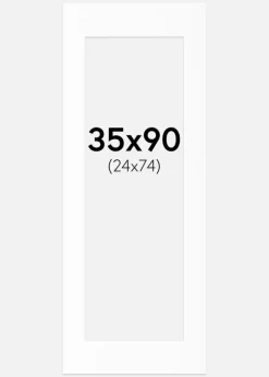 Passepartout Hvid Standard (Hvid kerne) 35x90 cm (24x74)