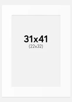 Passepartout Hvid Standard (Hvid kerne) 31x41 cm (22x32)