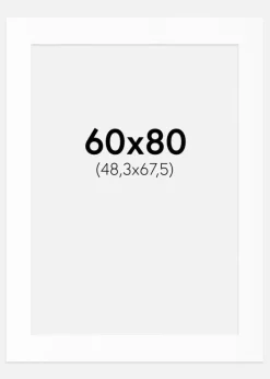 Passepartout Hvid Standard (Hvid kerne) 60x80 cm (48,3x67,5)