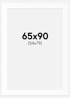 Passepartout Hvid Standard (Hvid kerne) 65x90 cm (54x79)